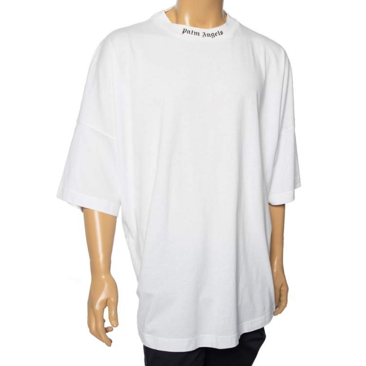 Palm Angels White Logo Printed Cotton Oversized T-Shirt M Palm Angels