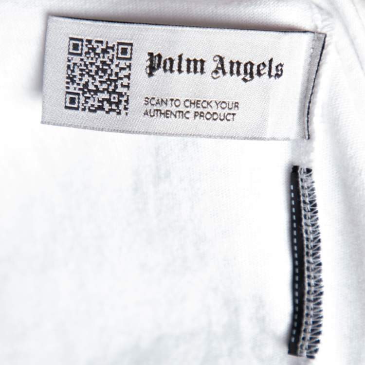 Pre Owned Palm Angels White Logo Printed Cotton Oversized T-Shirt M