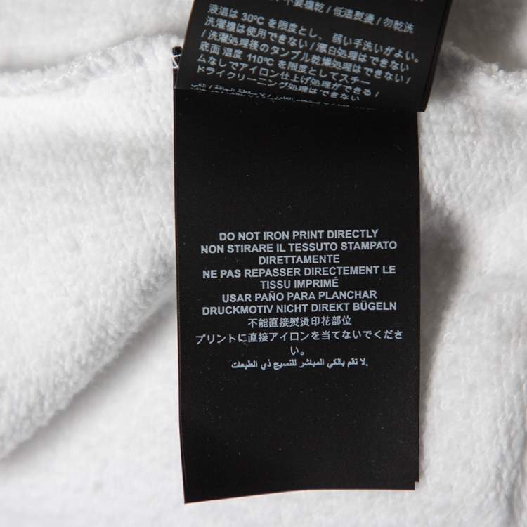 Pre Owned Palm Angels White Hong Kong Sprayed Logo Printed Cotton Hoodie M