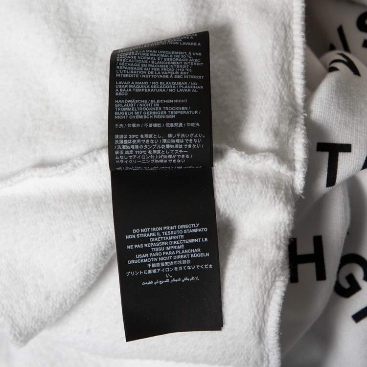 Pre Owned Palm Angels White Hong Kong Sprayed Logo Printed Cotton Hoodie M