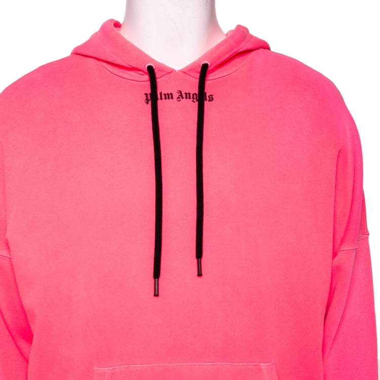 Pre Owned Palm Angels Pink Cotton Logo Printed Hoodie M