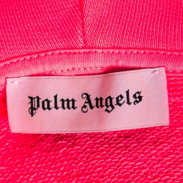 Pre Owned Palm Angels Pink Cotton Logo Printed Hoodie M