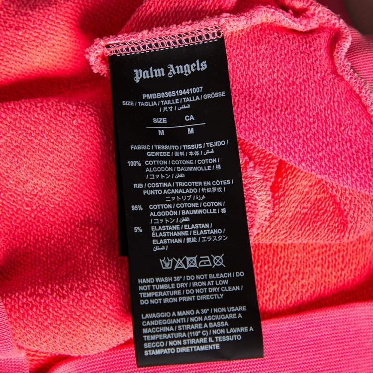 Pre Owned Palm Angels Pink Cotton Logo Printed Hoodie M