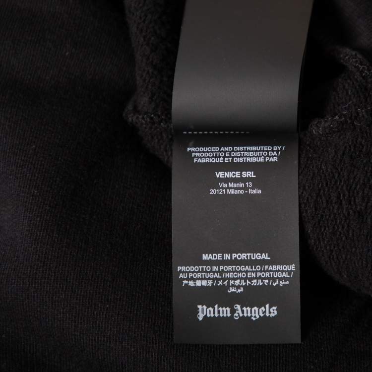 Pre Owned Palm Angels Black Cotton Logo Printed Hoodie M