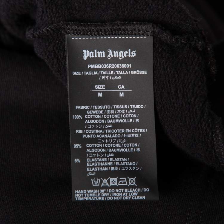 Pre Owned Palm Angels Black Cotton Logo Printed Hoodie M