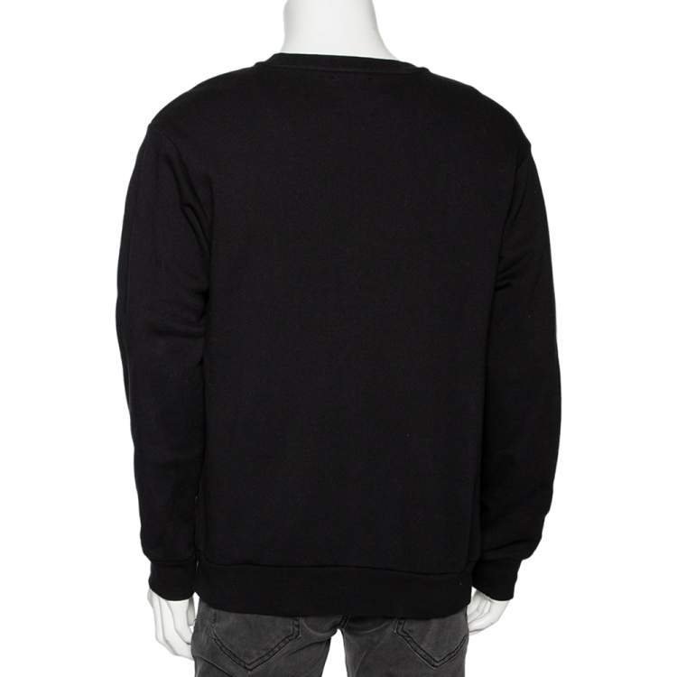 Pre Owned Palm Angels Black Logo Printed Cotton Crewneck Sweatshirt XL