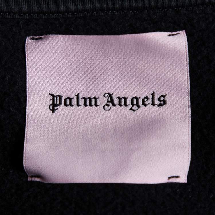Pre Owned Palm Angels Black Logo Printed Cotton Crewneck Sweatshirt XL