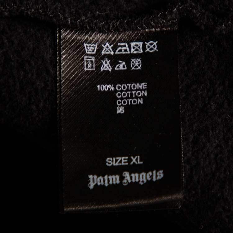 Pre Owned Palm Angels Black Logo Printed Cotton Crewneck Sweatshirt XL