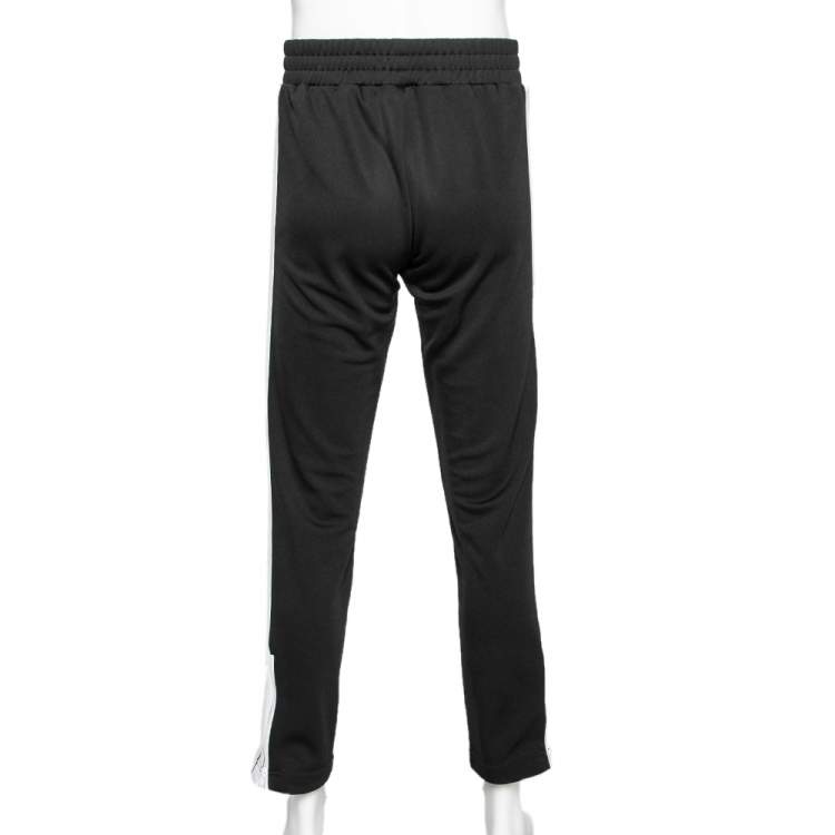 Pre Owned Palm Angels Black Jersey Contrast Trimmed Logo Printed Track Pants M 