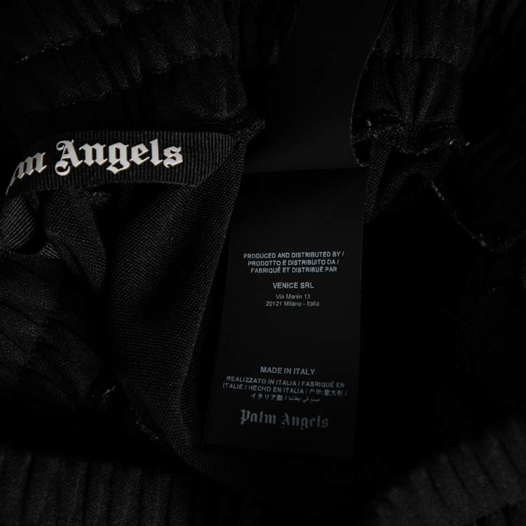 Pre Owned Palm Angels Black Jersey Contrast Trimmed Logo Printed Track Pants M 