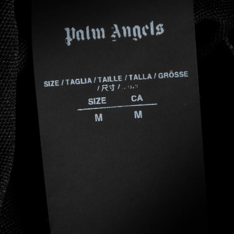 Pre Owned Palm Angels Black Jersey Contrast Trimmed Logo Printed Track Pants M 