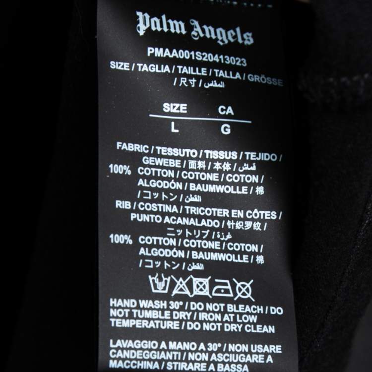 Pre Owned Palm Angels Black Cotton Sprayed Logo Printed Crew Neck T-Shirt L