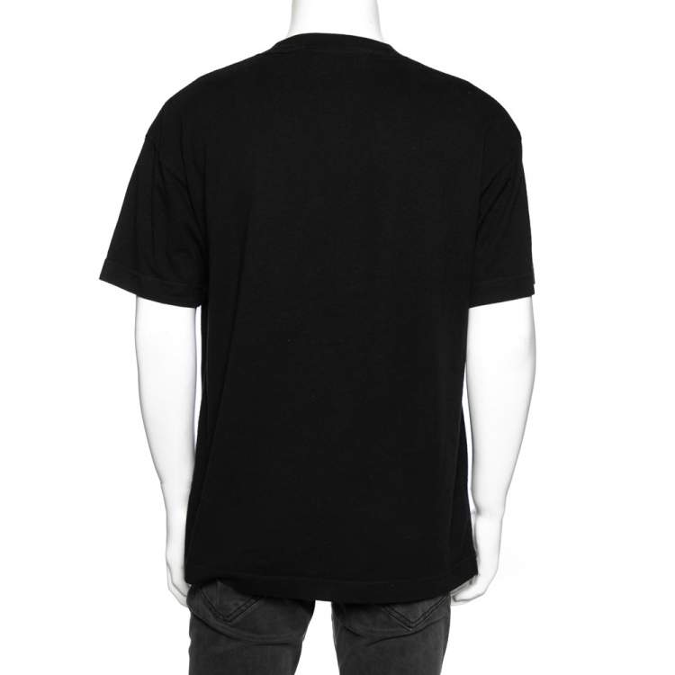 Pre Owned Palm Angels Black Cotton Sprayed Logo Printed Crew Neck T-Shirt L