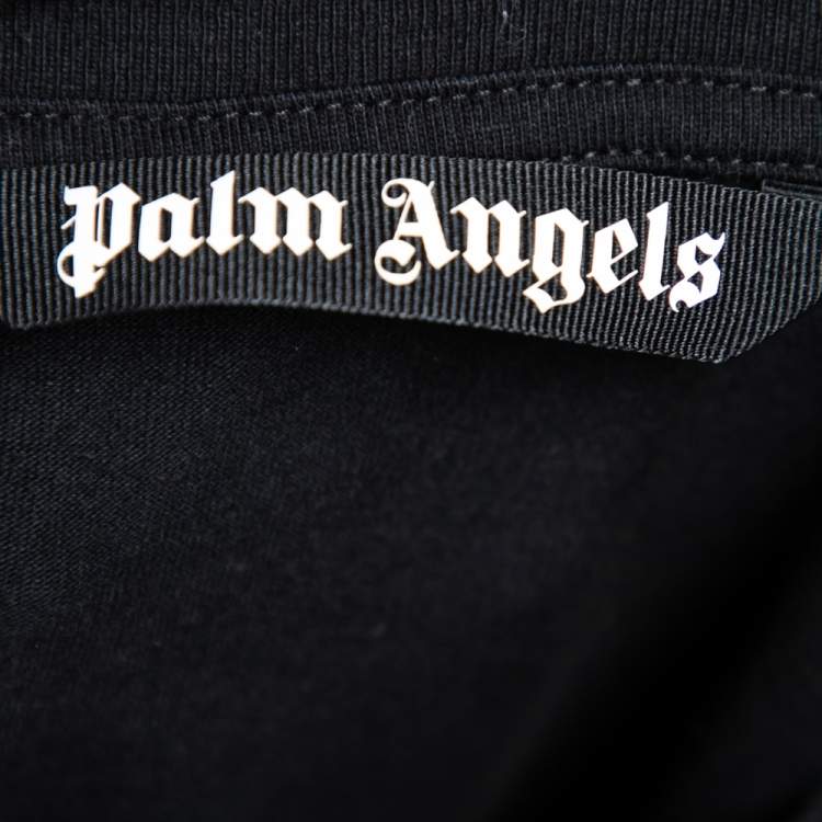 Pre Owned Palm Angels Black Cotton Sprayed Logo Printed Crew Neck T-Shirt L