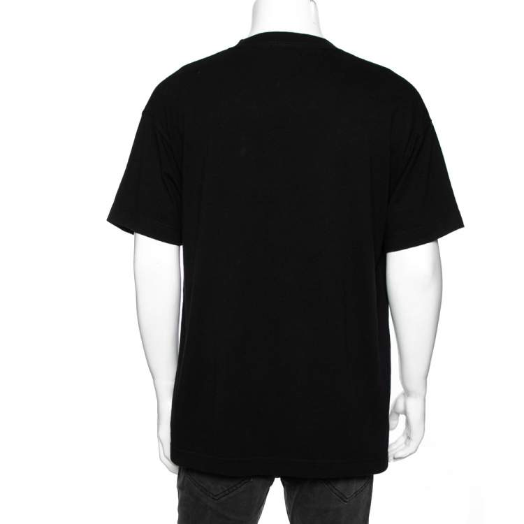 Pre Owned Palm Angels Black Cotton Logo Printed Crew Neck T-Shirt L