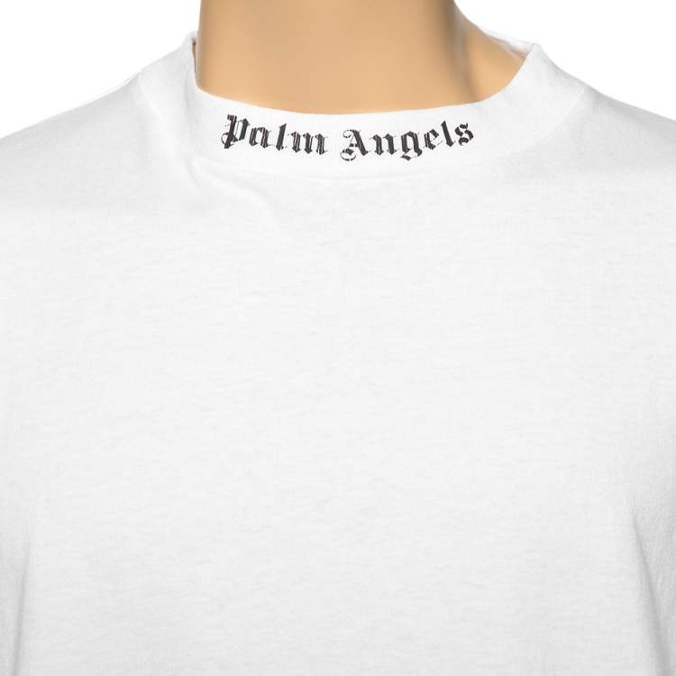 Pre Owned Palm Angels White Cotton Logo Printed Crew Neck Oversized T-Shirt M