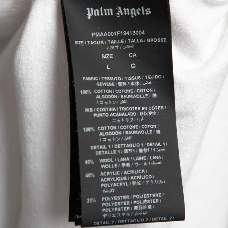 Pre Owned Palm Angels White Cotton Heart Embroidered Crew Neck T-Shirt L
