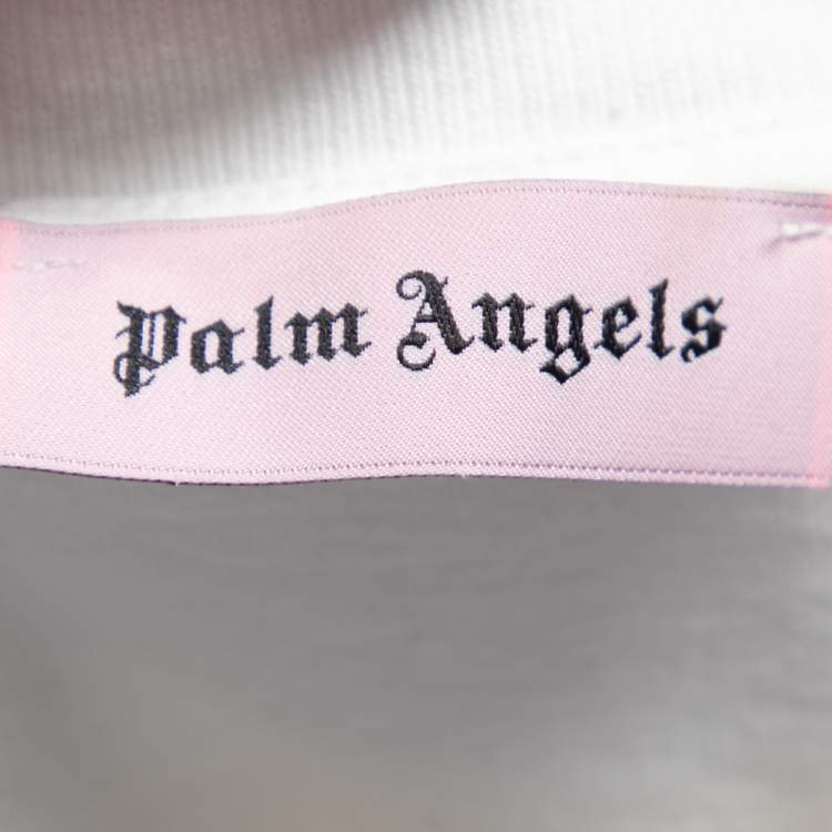 Pre Owned Palm Angels White Cotton Heart Embroidered Crew Neck T-Shirt L