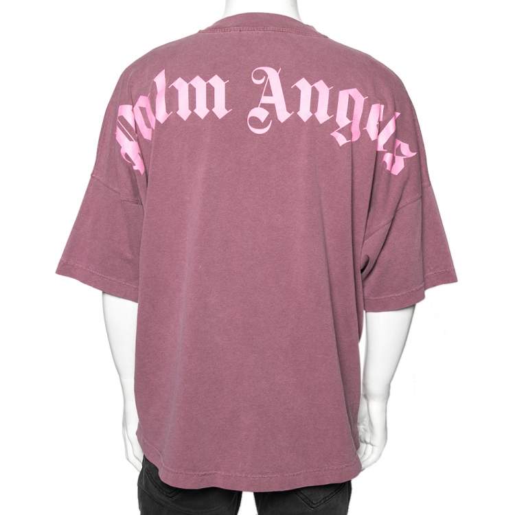 مملوكة مسبقًا Palm Angels Purple Logo Printed Cotton Oversized T-Shirt L