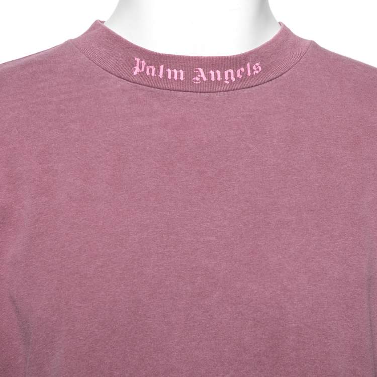 مملوكة مسبقًا Palm Angels Purple Logo Printed Cotton Oversized T-Shirt L
