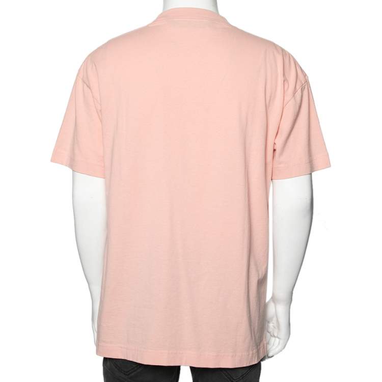 مملوكة مسبقًا Palm Angels Peach Cotton Sprayed Logo Printed Crew Neck T-Shirt XL