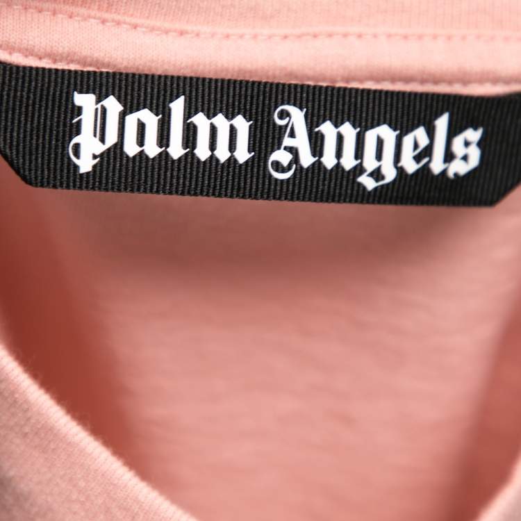 مملوكة مسبقًا Palm Angels Peach Cotton Sprayed Logo Printed Crew Neck T-Shirt XL