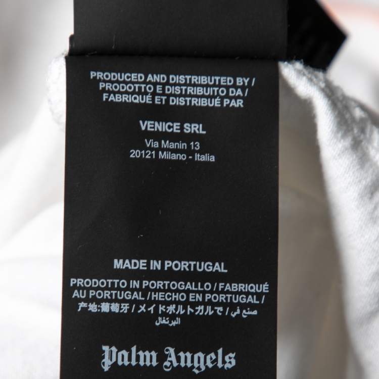 مملوكة مسبقًا Palm Angels White Cotton Sprayed Logo Printed Crewneck T-Shirt L