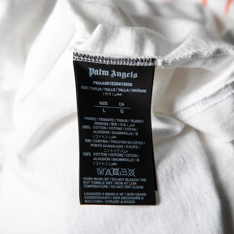 مملوكة مسبقًا Palm Angels White Cotton Sprayed Logo Printed Crewneck T-Shirt L