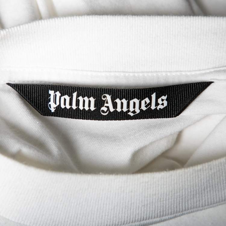 مملوكة مسبقًا Palm Angels White Cotton Sprayed Logo Printed Crewneck T-Shirt L