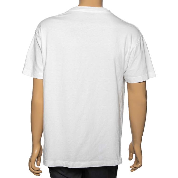 Pre Owned Palm Angels White Cotton Ice Bear Appliqued Crewneck T-Shirt L