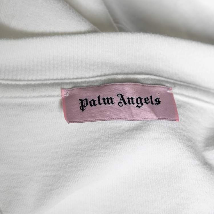 Pre Owned Palm Angels White Cotton Ice Bear Appliqued Crewneck T-Shirt L