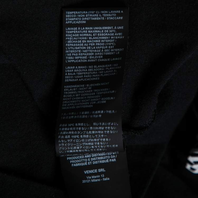 Pre Owned Palm Angels Black Cotton Logo Detailed Long Sleeve Crewneck T-Shirt L