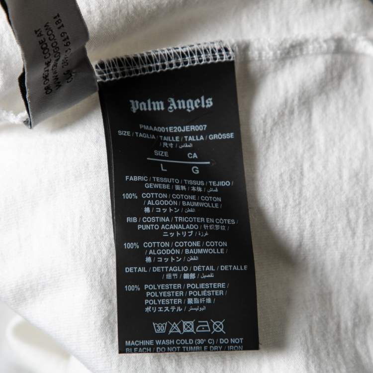 Pre Owned Palm Angels White Cotton Foil Logo Printed Crew Neck T-Shirt L