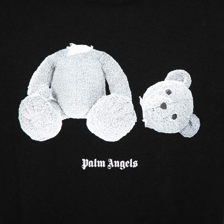 Pre Owned Palm Angels Black Cotton Ice Bear Printed Crewneck T-Shirt L