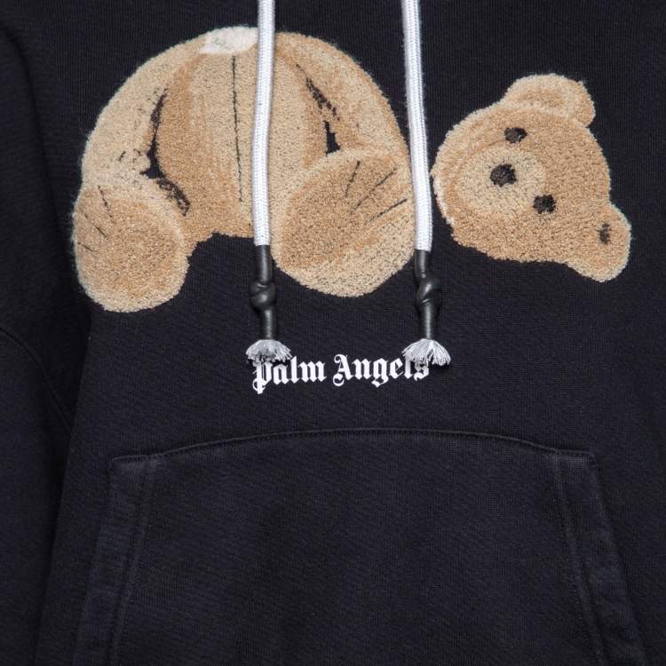 Pre Owned Palm Angels Black Knit Bear Applique Hoodie S