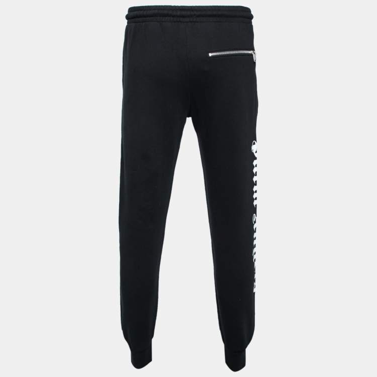 Pre Owned Palm Angels Black Cotton Knit Logo Printed Sweatpants M