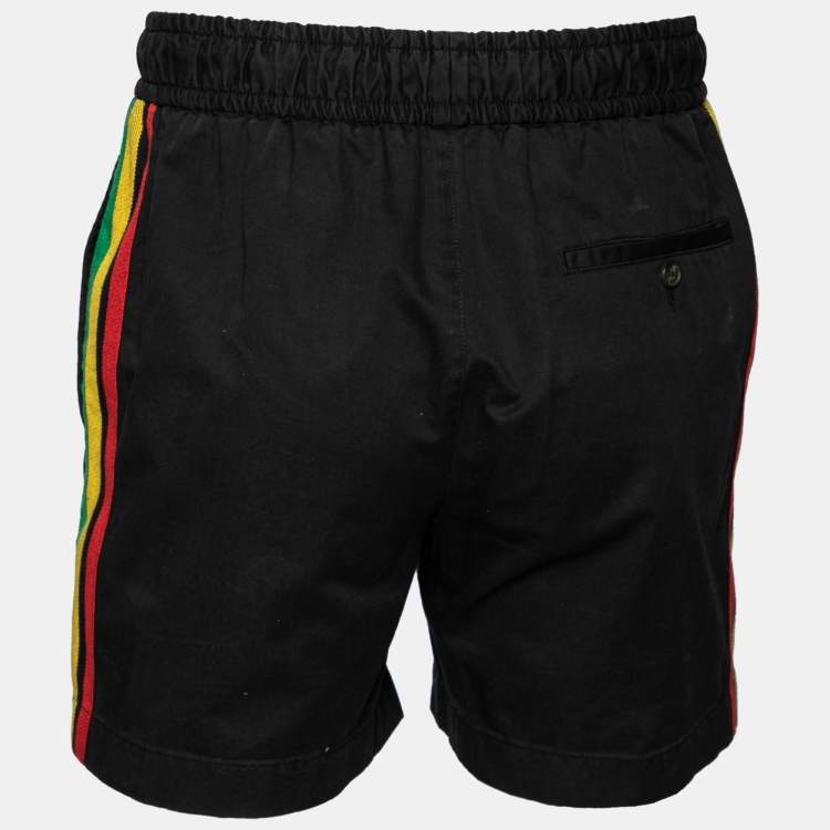 Pre Owned Palm Angels Black Cotton Stripe Trimmed Shorts M