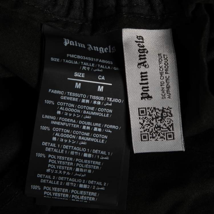Pre Owned Palm Angels Black Cotton Stripe Trimmed Shorts M