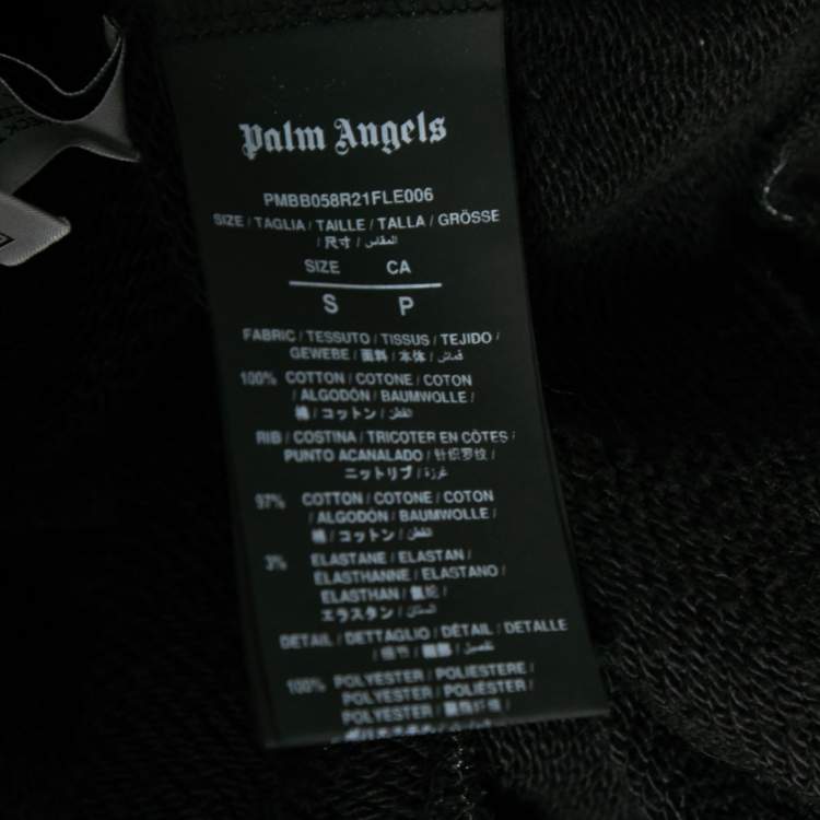 Pre Owned Palm Angels Black and White Cotton Broken Logo Monogram Pullover Hoodie S