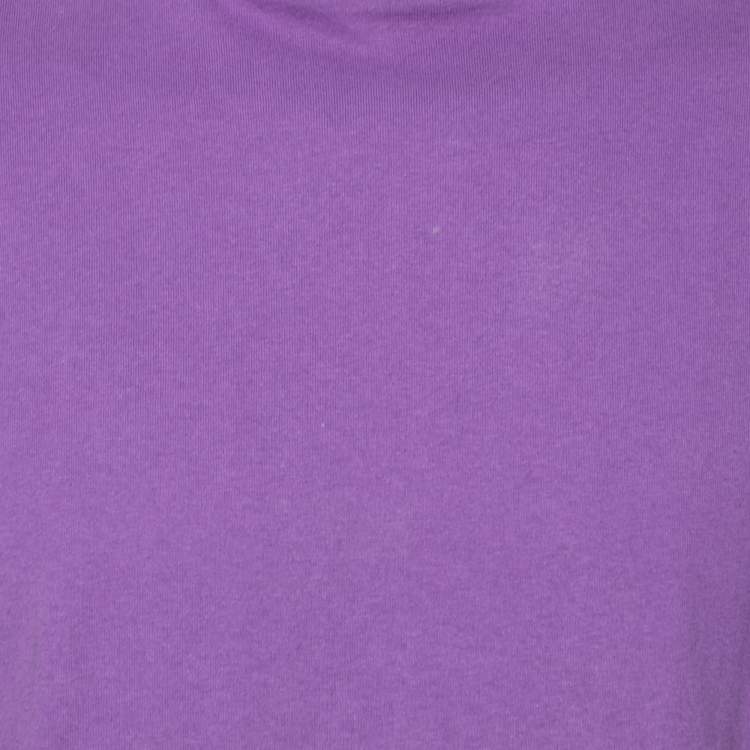 Pre Owned Palm Angels Purple Cotton Logo Printed Oversized T-Shirt XS