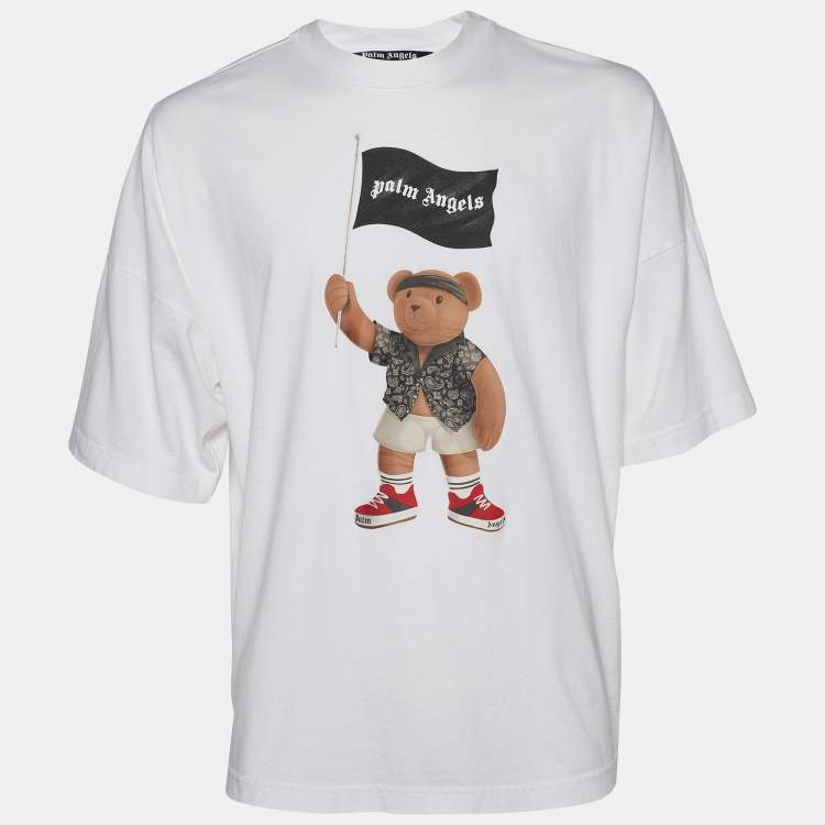 PALM ANGELS: t-shirt in cotton with Bear print - White