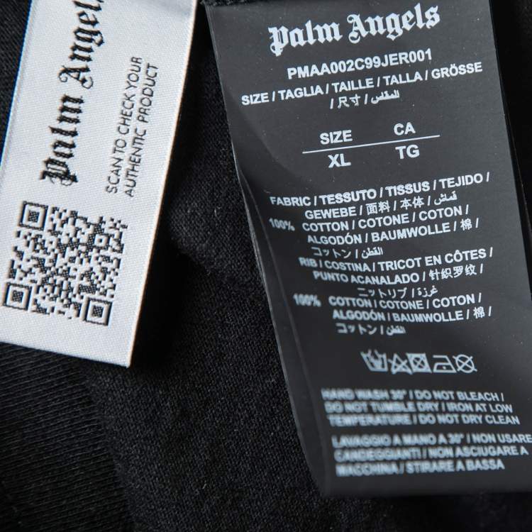 Pre Owned Palm Angels Black Logo Print Cotton Crewneck T-Shirt XL
