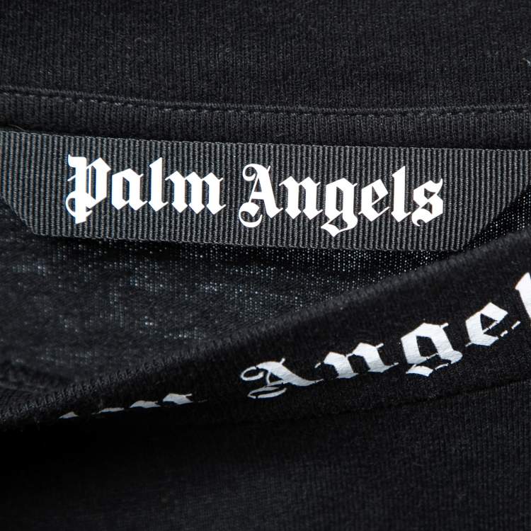 Pre Owned Palm Angels Black Logo Print Cotton Crewneck T-Shirt XL