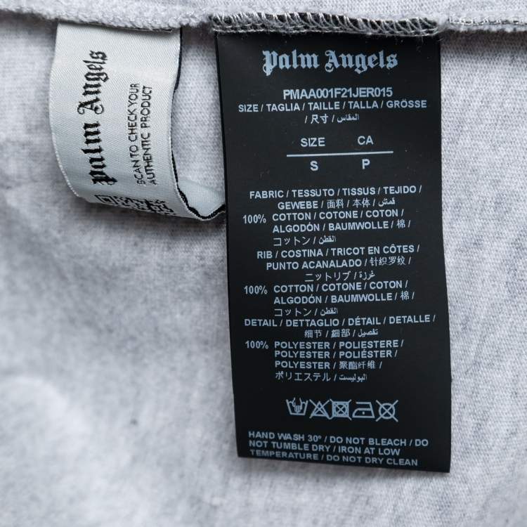Pre Owned Palm Angels Grey Cotton Logo Printed Short Sleeve T-Shirt S