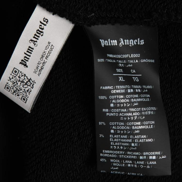 Pre Owned Palm Angels Black Cotton Bear Embroidered Sweatshirt XL