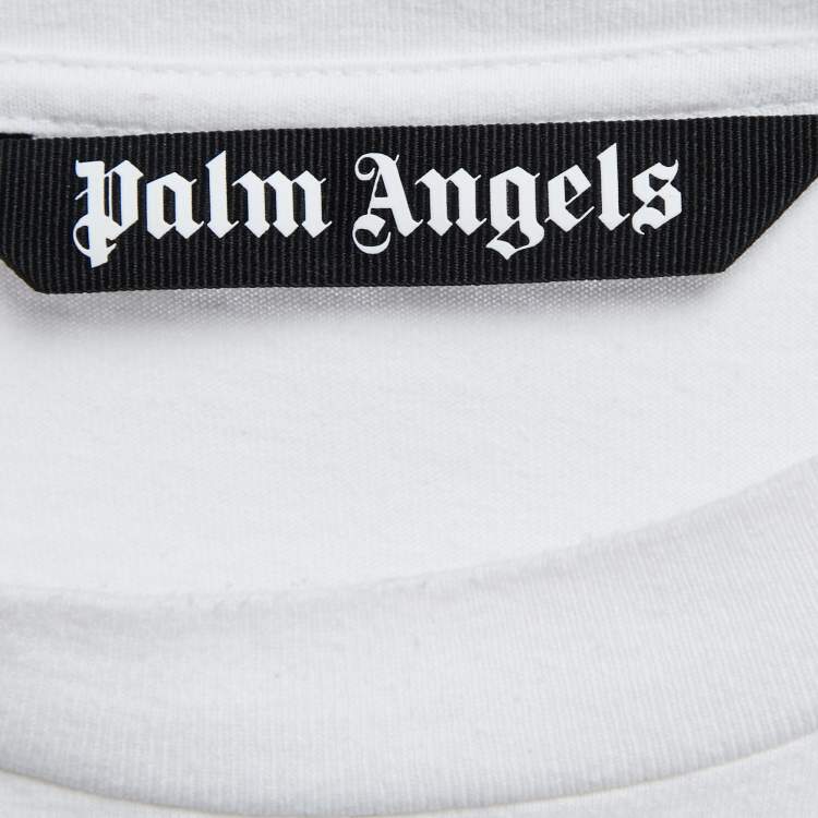 Pre Owned Palm Angels White Cotton Sprayed Logo T-Shirt L