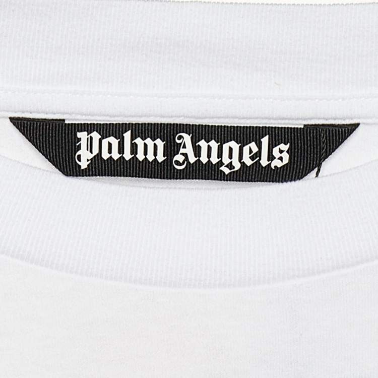 Pre Owned Palm Angels White Spray-effect Logo printed Cotton Oversized T-Shirt S
