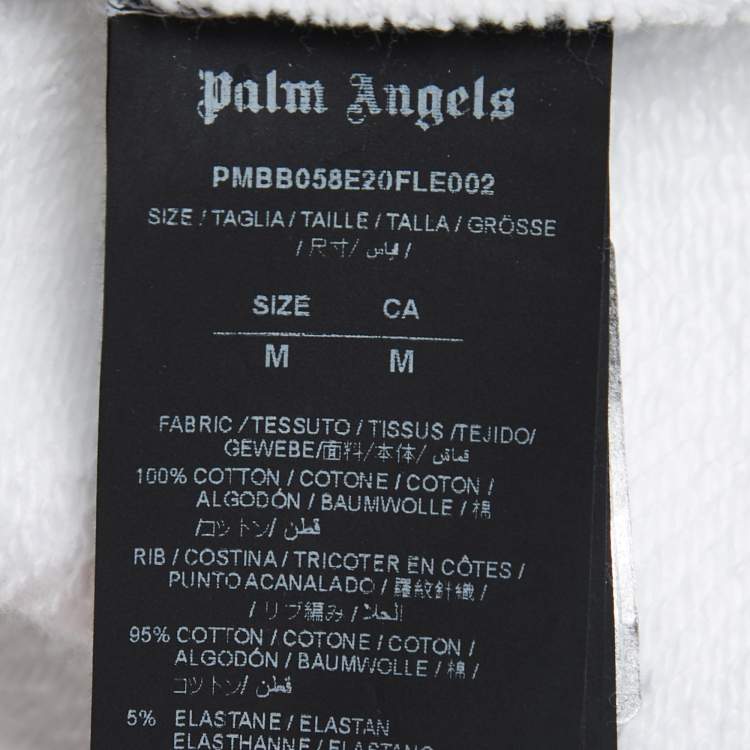Pre Owned Palm Angels White Logo Printed Cotton Hoodie M