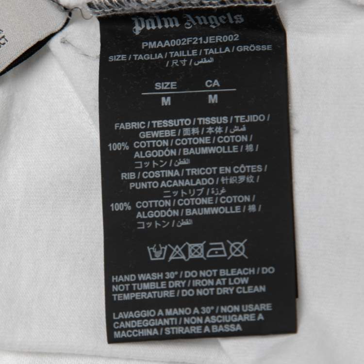 Pre Owned Palm Angels White Logo Print Cotton Oversized Crew Neck T-Shirt M