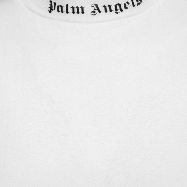 Pre Owned Palm Angels White Logo Print Cotton Oversized Crew Neck T-Shirt M